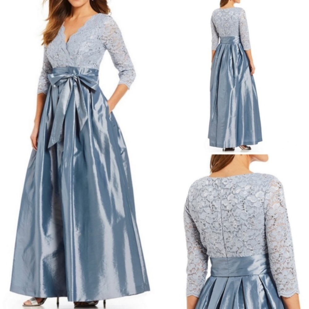 Blue Sequined Lace Dress Size 16